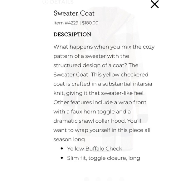 NWOT CAbi Checkered Hooded Sweater Coat, style 4229, size medium - Picture 4 of 14